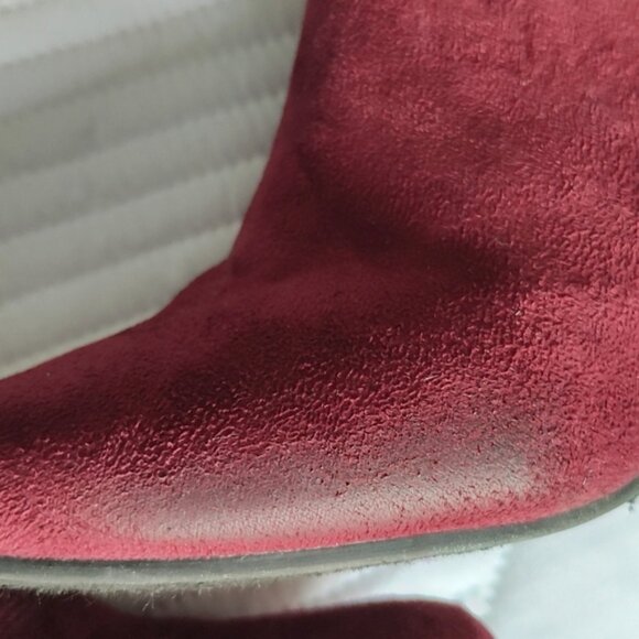 REFRESH Women's Faux Suede Almond Toe Tasseled Chunky Heeled Bootie Wine SZ 6 - Picture 11 of 11